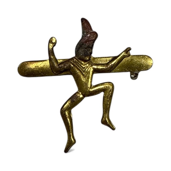 Source Unknown Accessories - Vintage Brass Dancing Figure Brooch – Art Deco Style. Brownies/girl guides  PIN.
